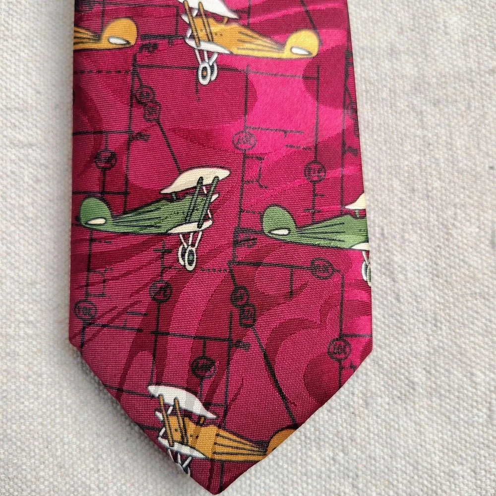 Royal Knight Mens OS Biplane Aviation Tie Burgundy Polyester Aviatorcore Retro